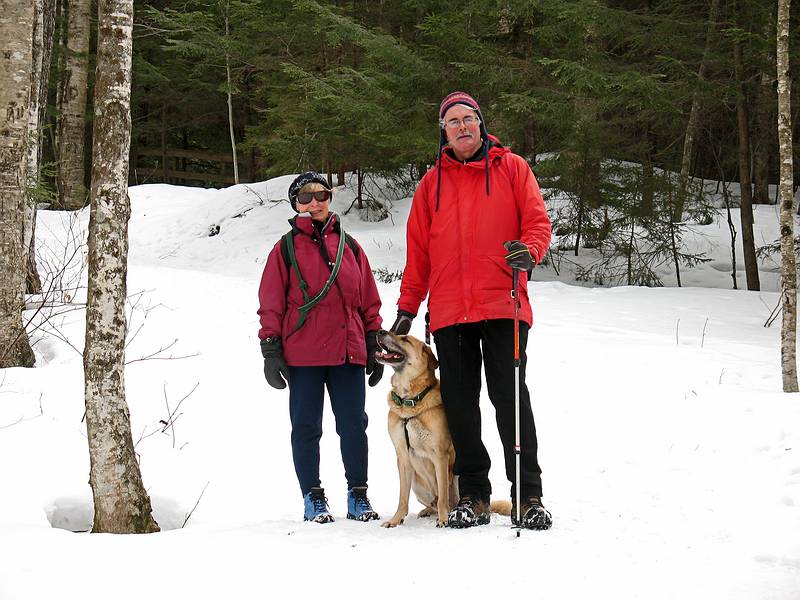 Feb. 15, 2010 - The Flume, Franconia Notch, New Hampshire.<br />Nancy and John H. with their dog Macky.