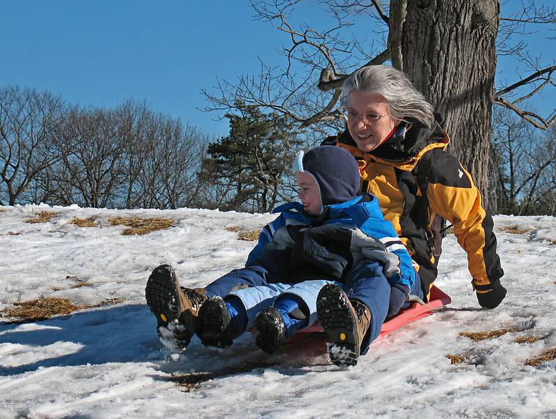 Matthew and Joyce enjoying the ride.<br />Feb. 19, 2010 - Maudslay State Park, Newburyport, Massachusetts.