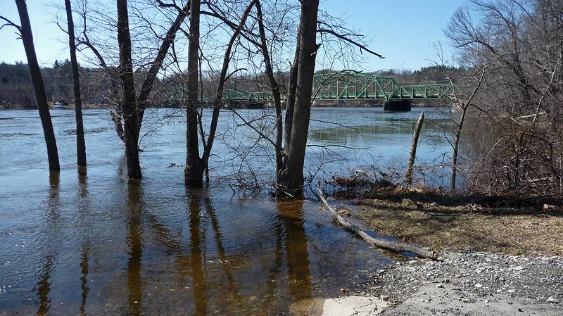 High water in the Merrimack at Rocks Village Bridge.<br />March 17, 2010 - West Newbury, Massachusetts.