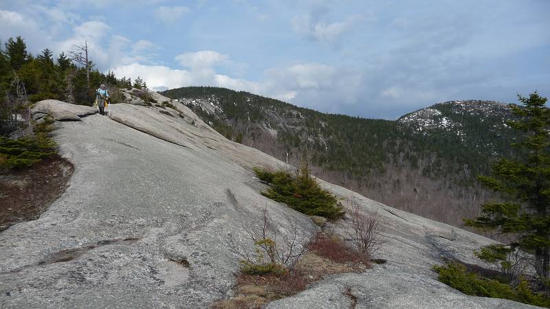 Joyce on the way down from Dickey Mountain.<br />March 20, 2010 - Welch-Dickey Loop hike in the White Mountains, New Hampshire.