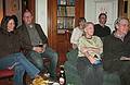 Elizabeth, Howie, Leslie, Cindia, Oscar and Lance watching<br />Andy Goldsworthy's video called 'Rivers and Tides'.<br />March 27, 2010 - Earth Hour party with a Spanish theme, Merrimac, Massachusetts.