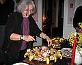 Joyce doing final touches on her paella.<br />March 27, 2010 - Earth Hour party with a Spanish theme, Merrimac, Massachusetts.