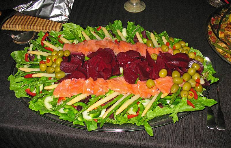 Spanish salad prepared by Joyce with ingredients provided by Nancy S.<br />March 27, 2010 - Earth Hour party with a Spanish theme, Merrimac, Massachusetts.