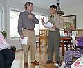 Juris and Eriks reenacting the Eagle Scout ceremony.<br />Eriks' Eagle Scout promotion celebration.<br />April 3, 2010 - At John and Pricilla's in Newmarket, New Hampshire.