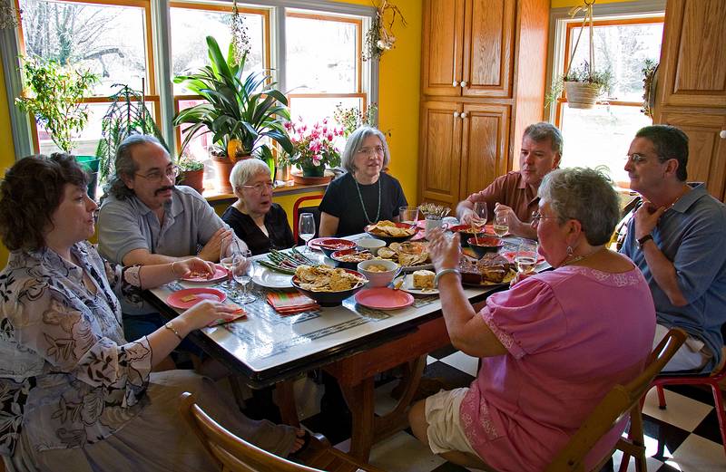 Holly, Carl, Marie, Joyce, Jim, Norma, and David.<br />Easter dinner at Paul and Norma's.<br />April 4, 2010 - Tewksbury, Massachusetts.