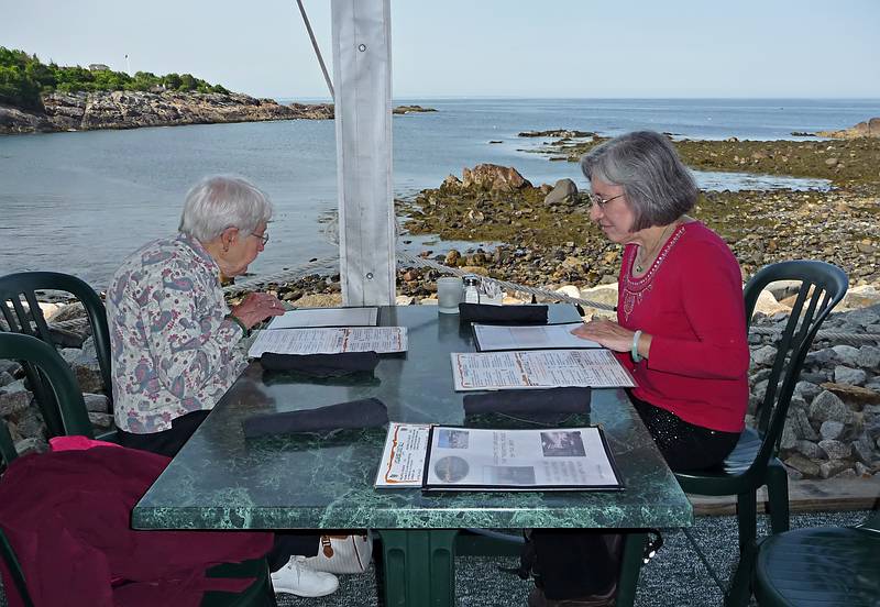 Marie and Joyce at Jackie Too's (after opening reception at the Barn Gallery).<br />May 29, 2010 - Ogunquit, Maine.