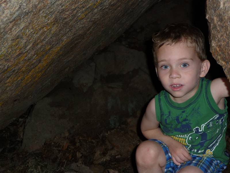 May 30, 2010 - Purgatory Chasm, Sutton, Massachusetts.<br />Matthew emerging from another cave.