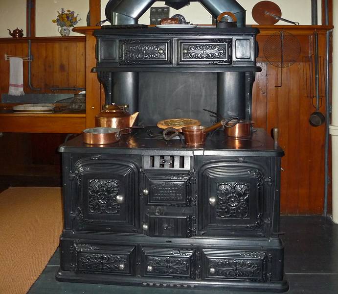 Stove in the kitchen.<br />Saint-Gaudens' home, 'Aspet'.<br />June 1, 2010 - Augustus Saint-Gaudens National Historic Park, Cornish, New Hampshire.