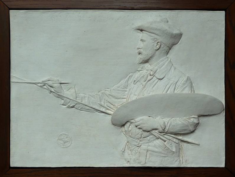 Bas-relief portrait of William Merritt Chase, 1888.<br />June 1, 2010 - Augustus Saint-Gaudens National Historic Park, Cornish, New Hampshire.