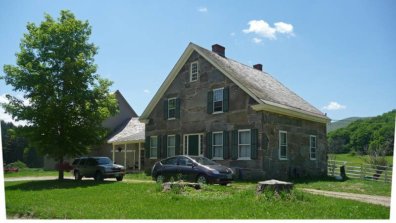 The Azro Johson Farm.<br />The farmhouse uses the "ashlar" stone construction and was build around 1845.<br />June 2, 2010 - Calvin Coolidge Homestead, Plymouth Notch, Vermont.