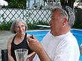 Joyce listening to Jim.<br />June 25, 2010 - At Marie's in Lawrence, Massachusetts.