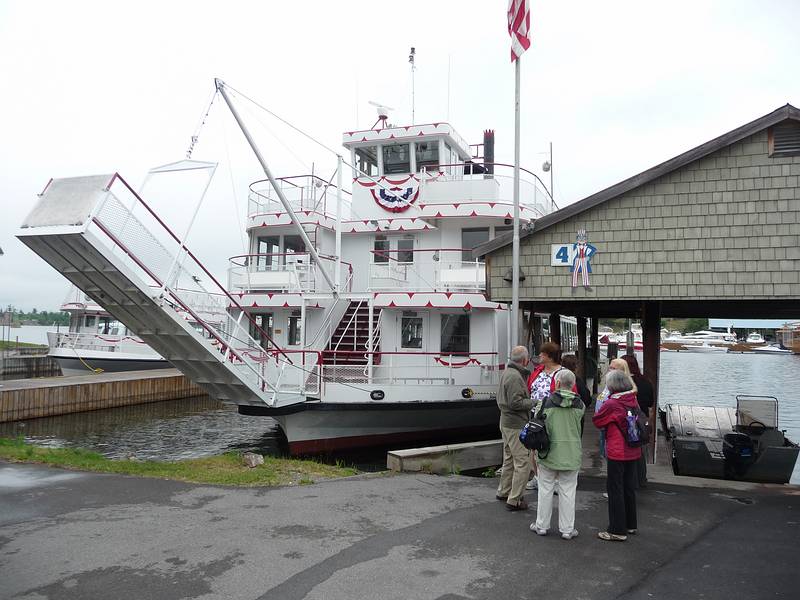 Ronnie, Baiba, Joyce and two other passengers about to board.<br />A boat tour out of Alexandria Bay.<br />June 10, 2010 - Thousand Islands Region of New York State.