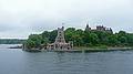 Heart Island with Alster Tower or Playhouse (for kids) and Boldt Castle (behind trees).<br />A boat tour out of Alexandria Bay.<br />June 10, 2010 - Thousand Islands Region of New York State.