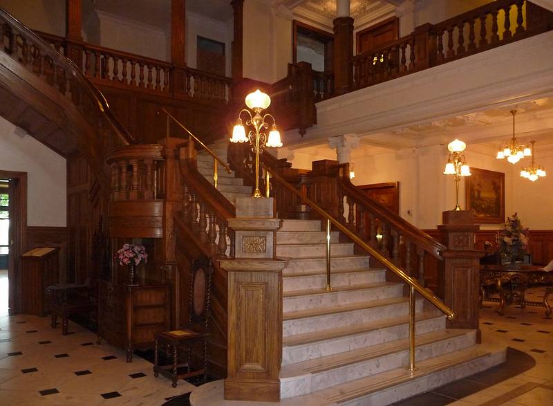 The Grand Staircase in Boldt Castle.<br />A boat tour out of Alexandria Bay.<br />June 10, 2010 - Thousand Islands Region of New York State.
