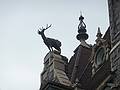Roof detail of Boldt Castle. This type of deer is called a hart.<br />A boat tour out of Alexandria Bay.<br />June 10, 2010 - Thousand Islands Region of New York State.
