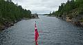 Entering 'Hole in the Wall' between Wall and Huckleberry Islands.<br />Boat ride among the 30,000 islands of Geaorgian Bay.<br />June 12, 2010 - Parry Sound, Ontario, Canada.