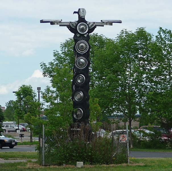 Sculpture on the grounds of the Art Gallery of Algoma.<br />June 13, 2010 - Sault Ste. Marie, Ontario, Canada.