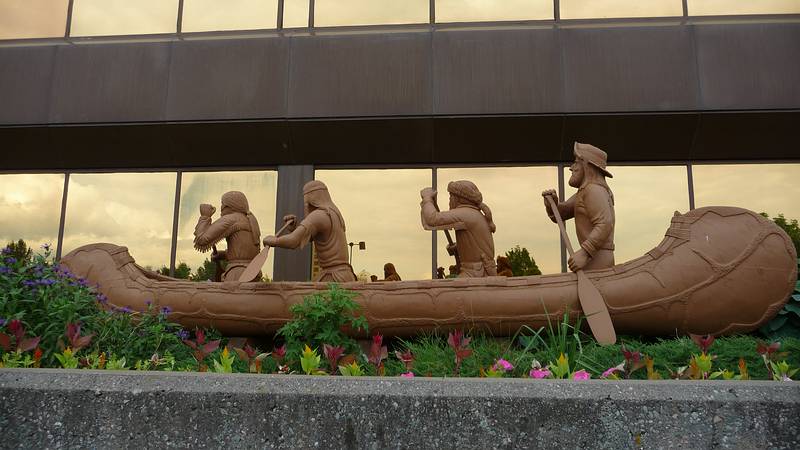 Sculpture in front of the Civic Center.<br />June 13, 2010 - Sault Ste. Marie, Ontario, Canada.