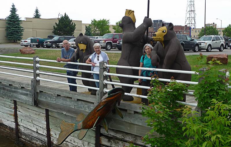 Ronnie, Baiba, and Joyce among fishing bears.<br />June 13, 2010 - Sault Ste. Marie, Ontario, Canada.