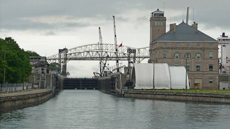 We are about to enter the No. 1 lock.<br />Soo Locks boat tour.<br />June 14, 2010 - Sualt Ste. Marie, Michigan.