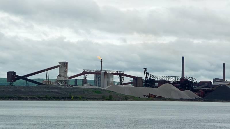 The Essar Steel Algoma plant on the Canadian side.<br />Soo Locks boat tour.<br />June 14, 2010 - Sualt Ste. Marie, Michigan.