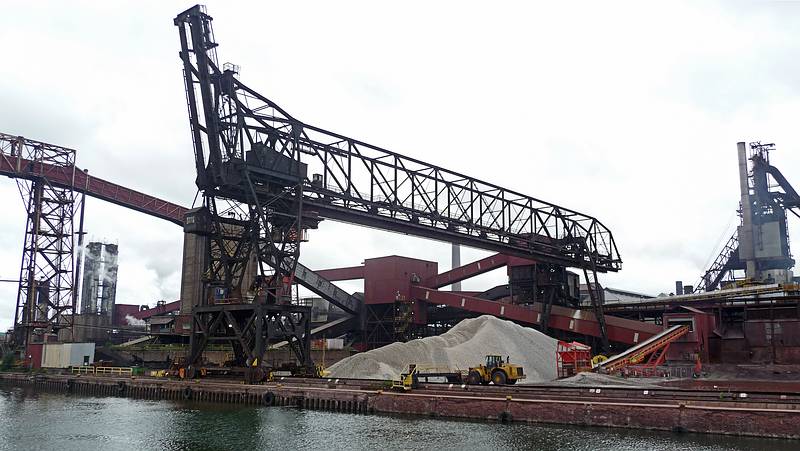 The Essar Steel Algoma plant on the Canadian side.<br />Soo Locks boat tour.<br />June 14, 2010 - Sualt Ste. Marie, Michigan.