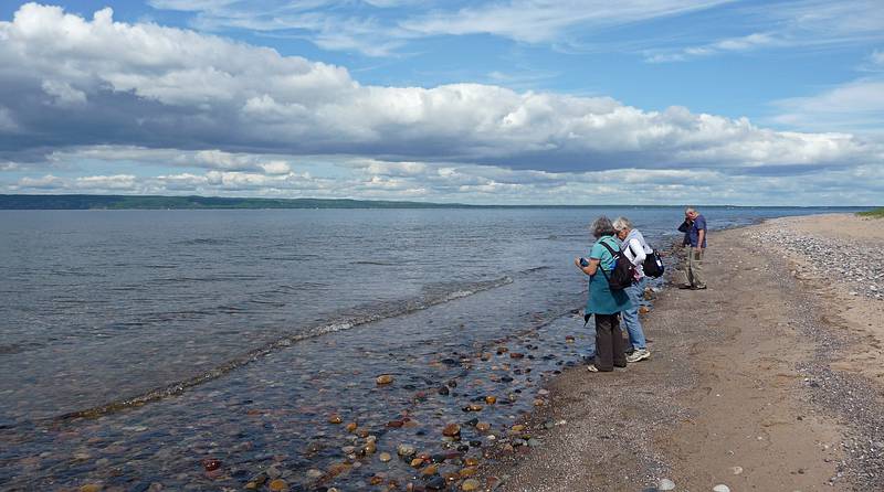 Joyce, Baiba, and Ronnie.<br />June 14, 2010 - On the shore of Lake Superior at Point Iroquios, Michigan.