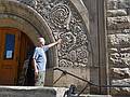 Ronnie admiring the architectural detail.<br />June 17, 2010 - Menomonie, Wisconsin.