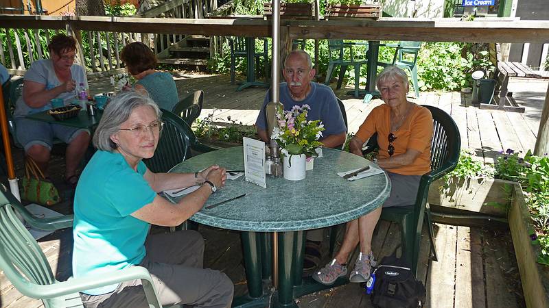 Joyce, Ronnie, and Baiba at the Bogus Creek Cafe & Bakery<br />where we enjoyed a great lunch.<br />June 17, 2010 - Stockholm, Wisconsin.