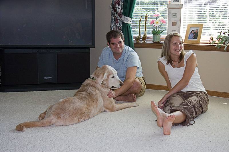 Mark and Brooke and their dog.<br />June 20, 2010 - At Inara and Gene's in Barre, Wisconsin.