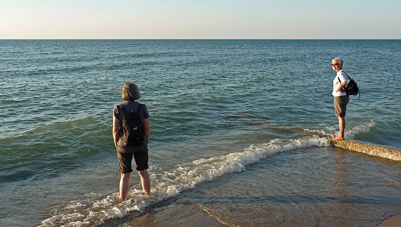 Baiba and Joyce on the shore of Lake Erie.<br />June 22, 2010 - Geneva-on-the-Lake, Ohio.