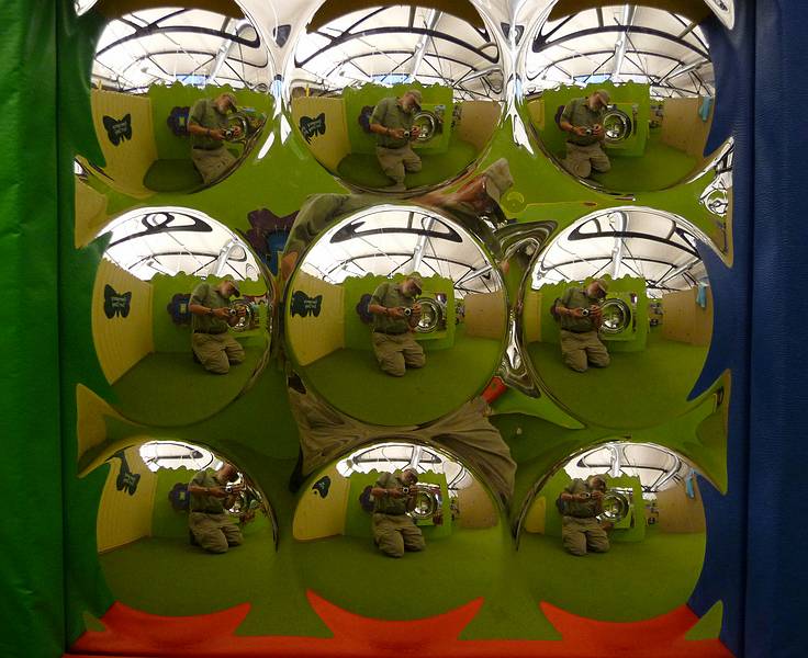 Egils is entertained by mirrors.<br />July 1, 2010 - Childrens' Museum in Dover, New Hamshire.