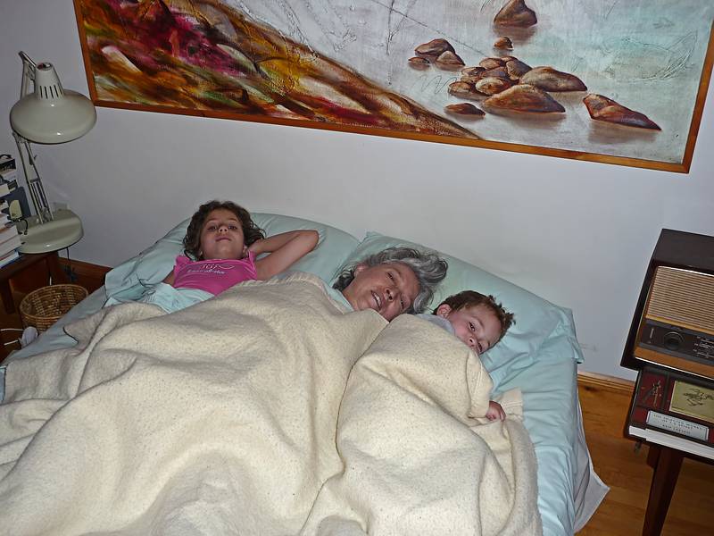 I have been displaced from my (and Joyce's) bed by Miranda and Matthew.<br />July 2, 2010 - Merrimac, Massachusetts.