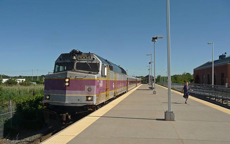 Matthew and I watched the train arrive from Boston.<br />On or along the Clipper City Rail Trail.<br />July 2, 2010 - Newburyport, Massachusetts.