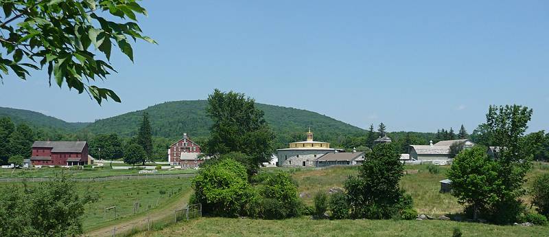 Most of the village seen from an overlook off the Forest Trail.<br />July 6, 2010 - Hancock Shaker Village, Hancock/Pittsfield, Massachusetts.