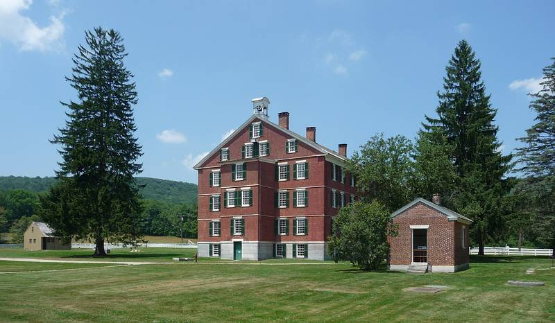 The Brick Building and the Ministry Wash House.<br />July 6, 2010 - Hancock Shaker Village, Hancock/Pittsfield, Massachusetts.