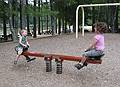 Matthew and Miranda on a seesaw.<br />July 13, 2010 - Camping at Pawtuckaway State Park, Nottingham, New Hampshire.