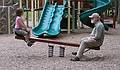 Miranda and Opa on the seesaw.<br />July 13, 2010 - Camping at Pawtuckaway State Park, Nottingham, New Hampshire.