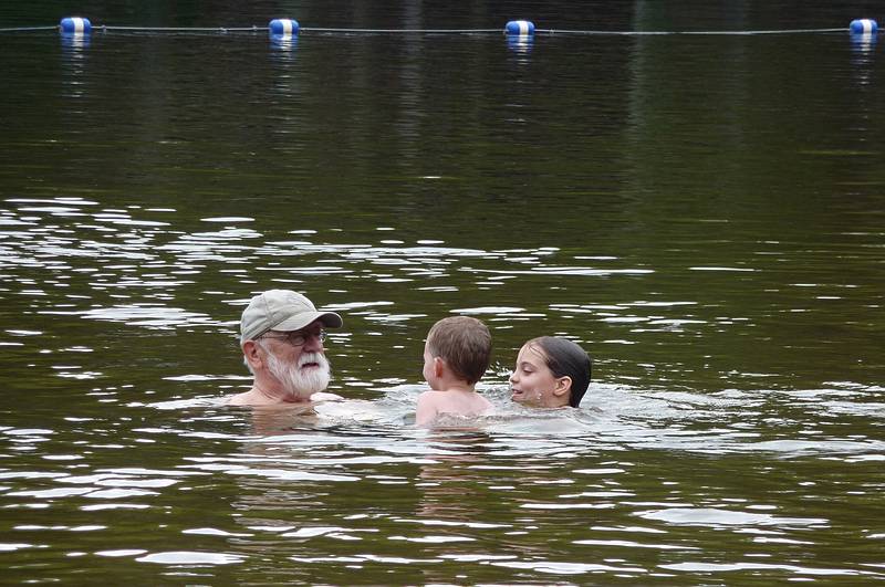 Egils, Matthew, and Miranda.<br />Because of the rainy day, we had the beach practically to ourselves.<br />July 14, 2010 - Camping at Pawtuckaway State Park, Nottingham, New Hampshire.