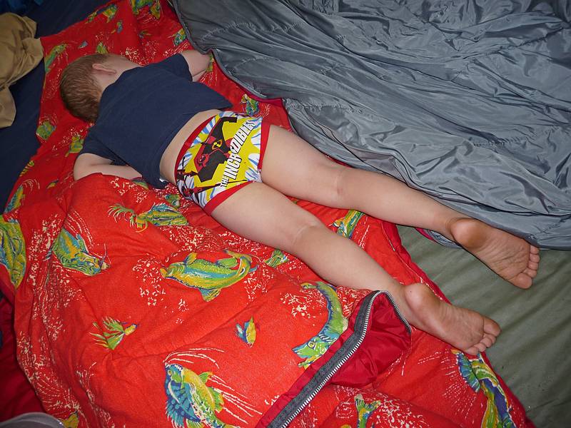 Matthew still asleep in the tent.<br />July 15, 2010 - Camping at Pawtuckaway State Park, Nottingham, New Hampshire.