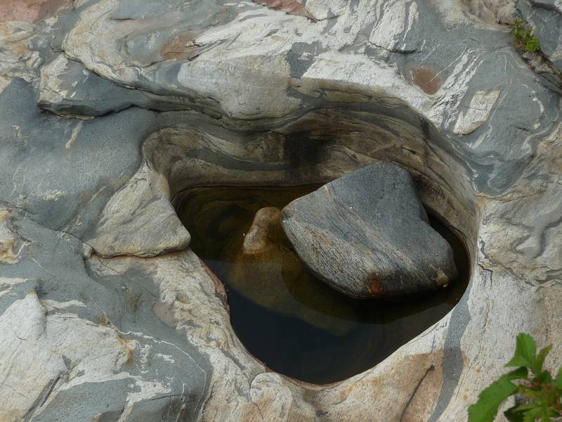 Glacial potholes on the Deerfield River.<br />August 3, 2010 - Shelburne Falls, Massachusetts.