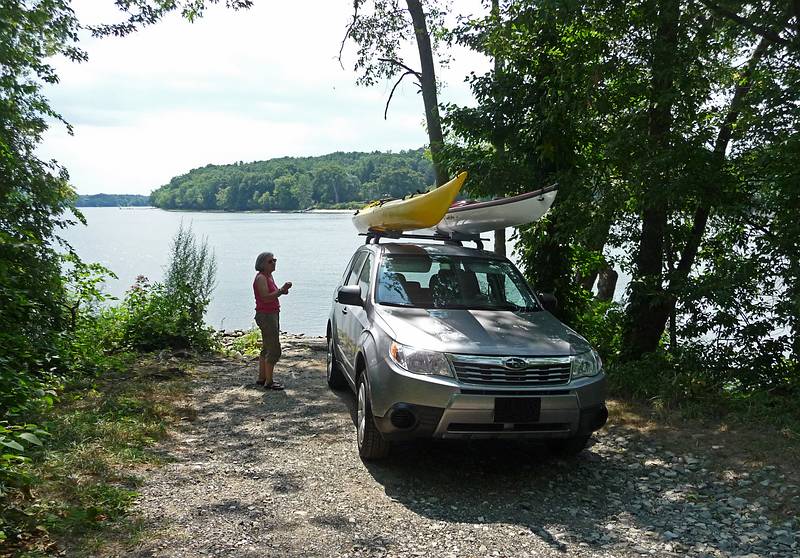 Joyce. The hardest part of kayaking is loading the kayaks atop the car.<br />August 19, 2010 - On the Merrimack River between the Rocks Village Bridge<br />in West Newbury and Curzon's Mill in Newburyport, Massachusetts.