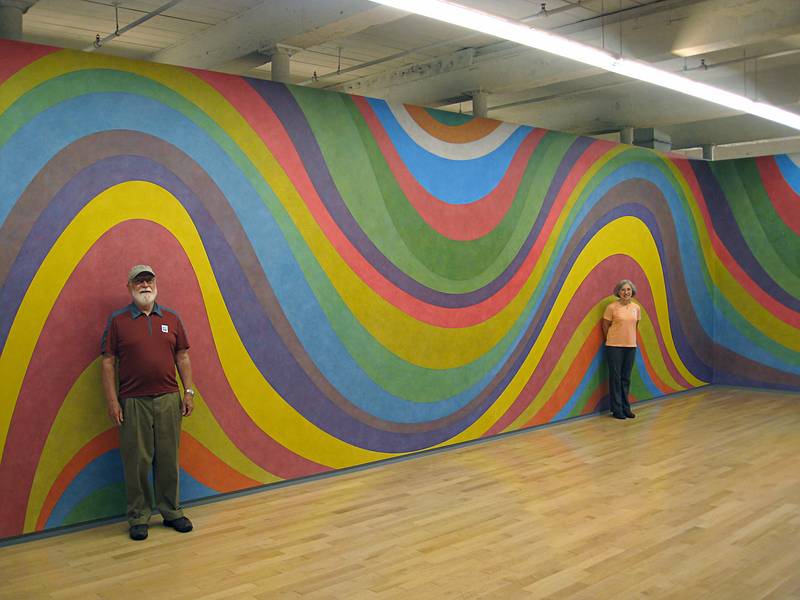 Egils and Joyce.<br />Sol LeWitt, Wall Drawing 793B, January 1996.<br />August 22, 2010 - Mass Moca, North Adams, Massachusetts.