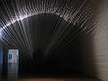 Tobias Putrih's installation, monofilament and a spotlight.<br />August 22, 2010 - Mass Moca, North Adams, Massachusetts.