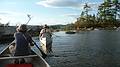 Joyce in front of our canoe as Bunny and Ross lead the way in exploring the waters around their camp.<br />Sept. 25, 2010 - At Bunny and Ross' on Panther Pond in Raymond, Maine.