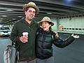 Sati and Melody with Indonesian peasant hats.Nov. 11, 2010 - Logan Airport, Boston, Massachusetts.