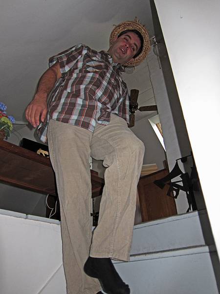 Sati wending his way down the stairs from the third floor.<br />Nov. 13, 2010 - Merrimac, Massachusetts.