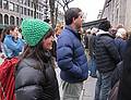 Melody and Sati watching a street performer.<br />Nov. 14, 2010 - Boston, Massachusetts.