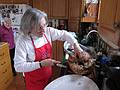 Joyce carving the turkey.<br />Thanksgiving dinner at our house.<br />Nov. 25, 2010 - Merrimac, Massachusetts.