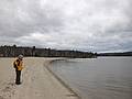 Joyce on beach of Lake Sunapee at Sunapee State Park.<br />Dec. 3, 2010 - Newbury, New Hampshire.